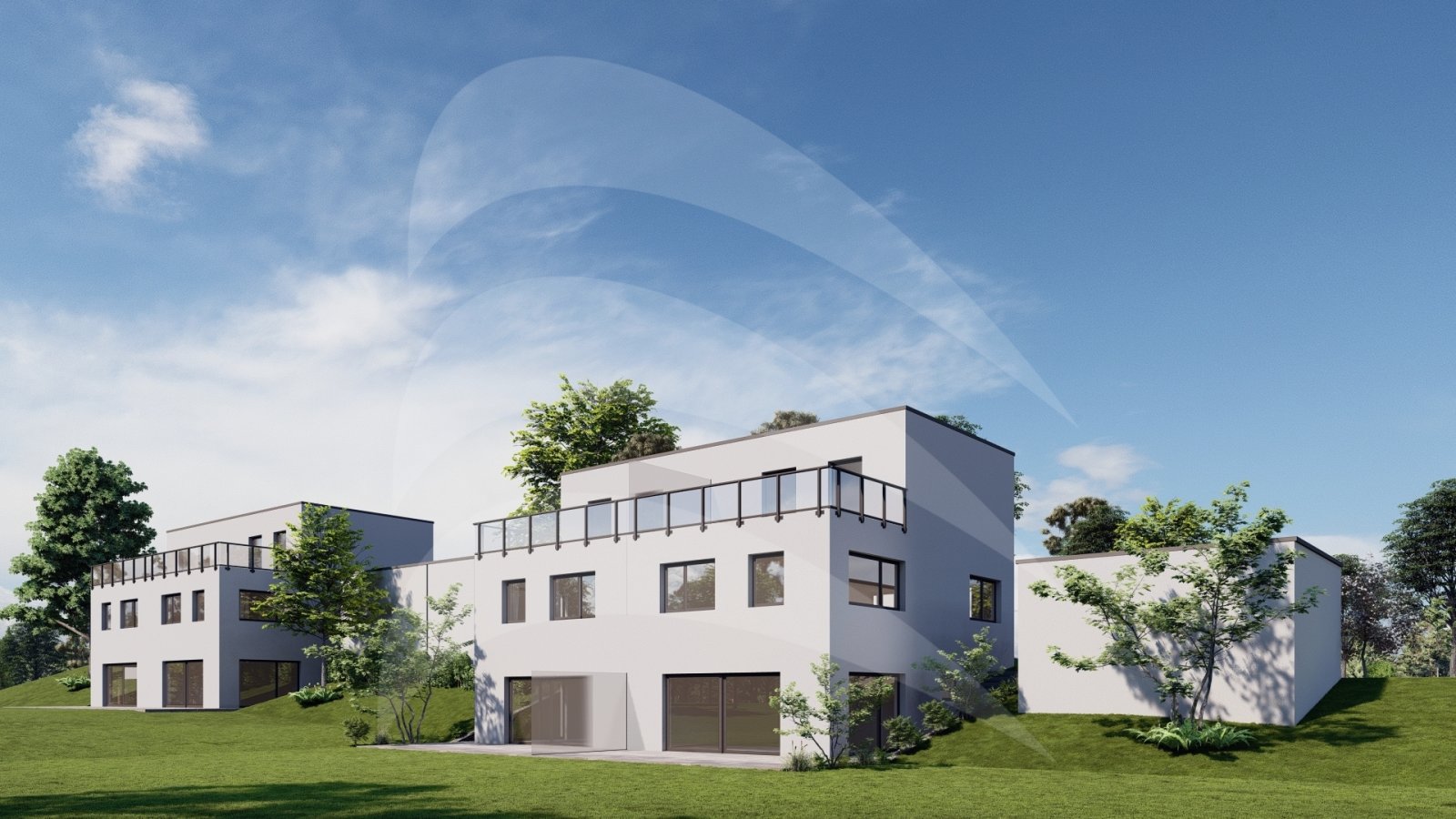 KfW40 Neubau: Toller Ausblick - Große Doppelhaushälfte im Baugebiet Neukirchen am Inn