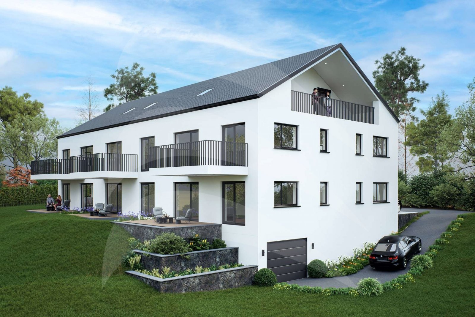 KFW40-QNG & unverbaubare Südlage : Helle 3-Zimmer-Neubauwohnung im Erdgeschoss - optional mit Garten