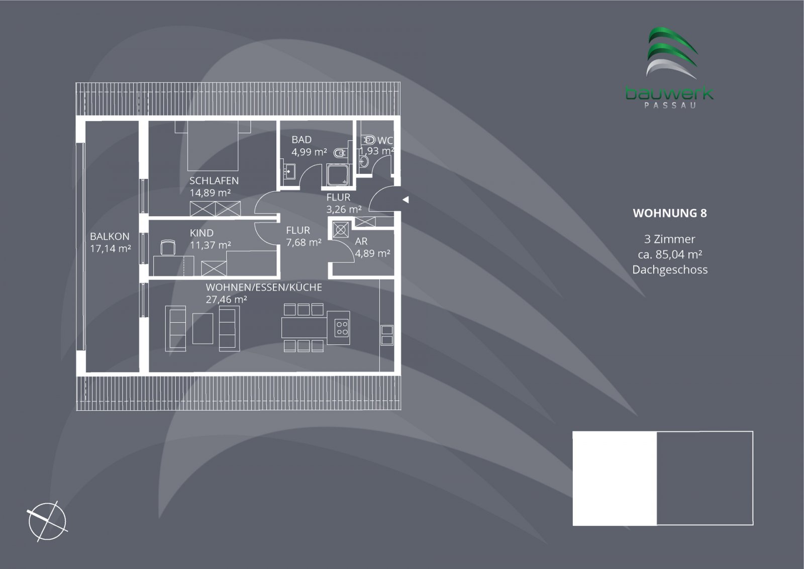 KFW40-QNG & hochwertig ausgestattet: 3-Zimmer-Dachgeschosswohnung mit Dachterrasse