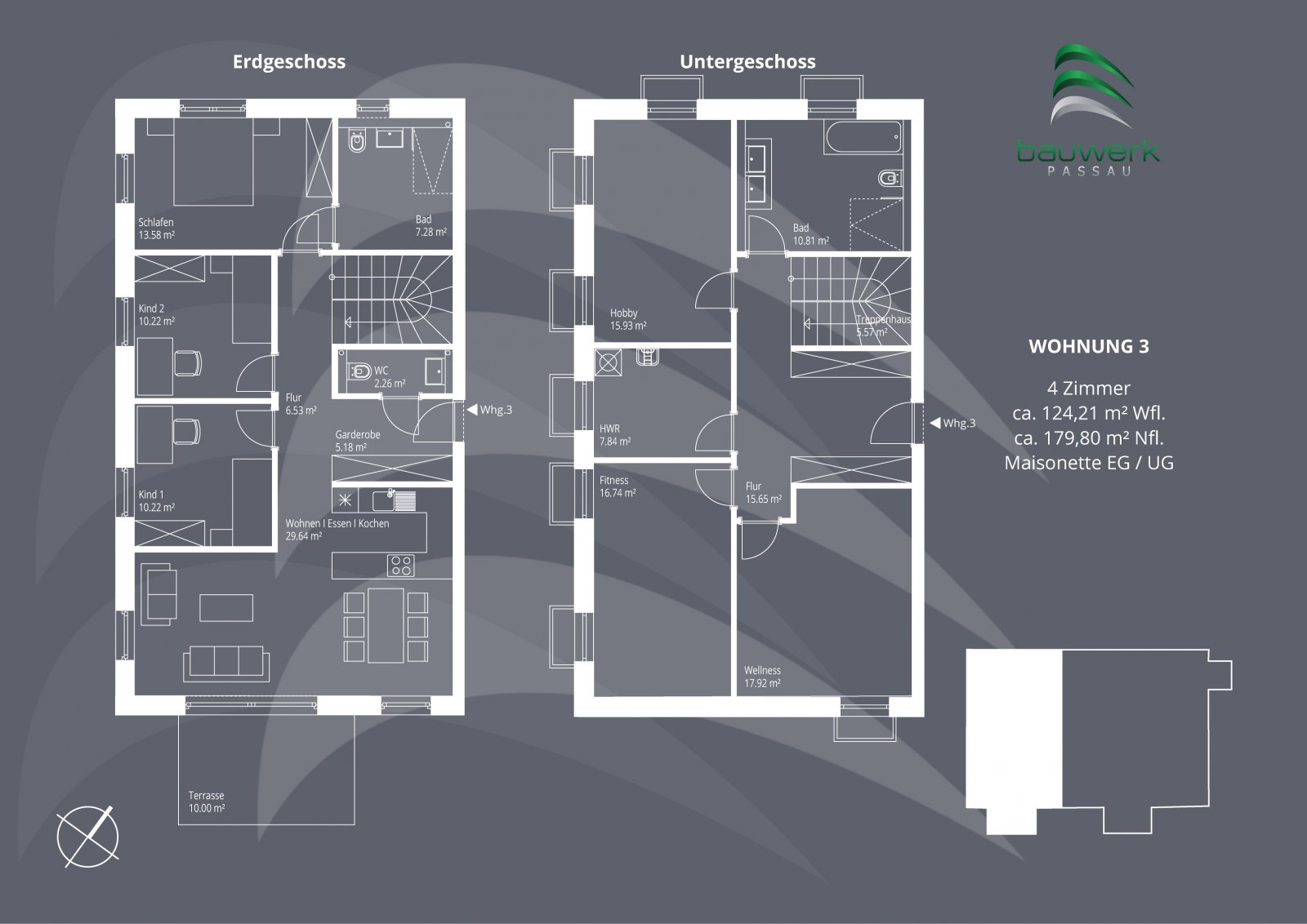 KFW40 mit QNG und 180qm Fläche: Riesige 4-Zimmer-Maisonette-Wohnung mit 3 weiteren Räumen im UG