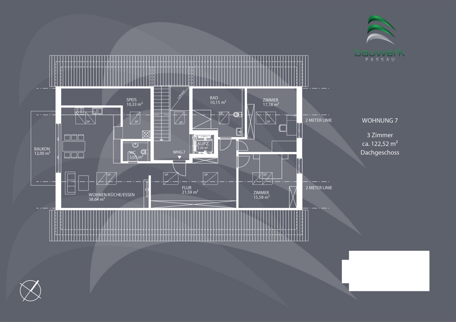 NEUBAU KFW40 mit QNG: Exklusive 3-Zimmer-Dachgeschoss-Wohnung in Donaustauf/Sulzbach