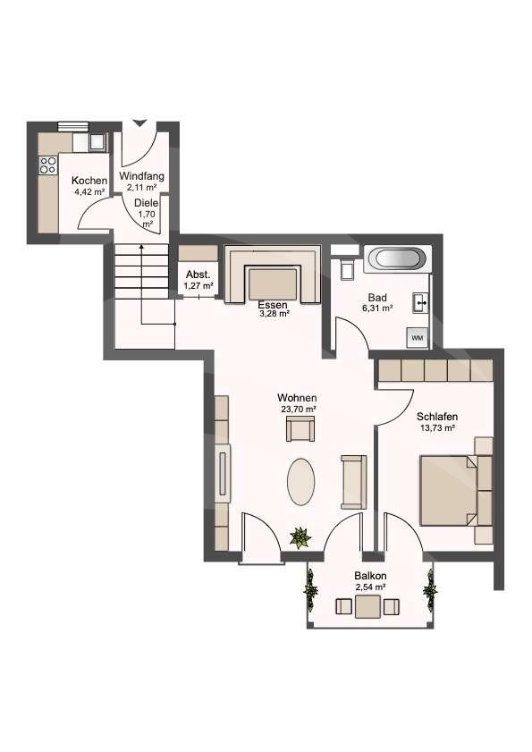 Ruhige, helle 2-Zimmer Wohnung in Passau Grubweg