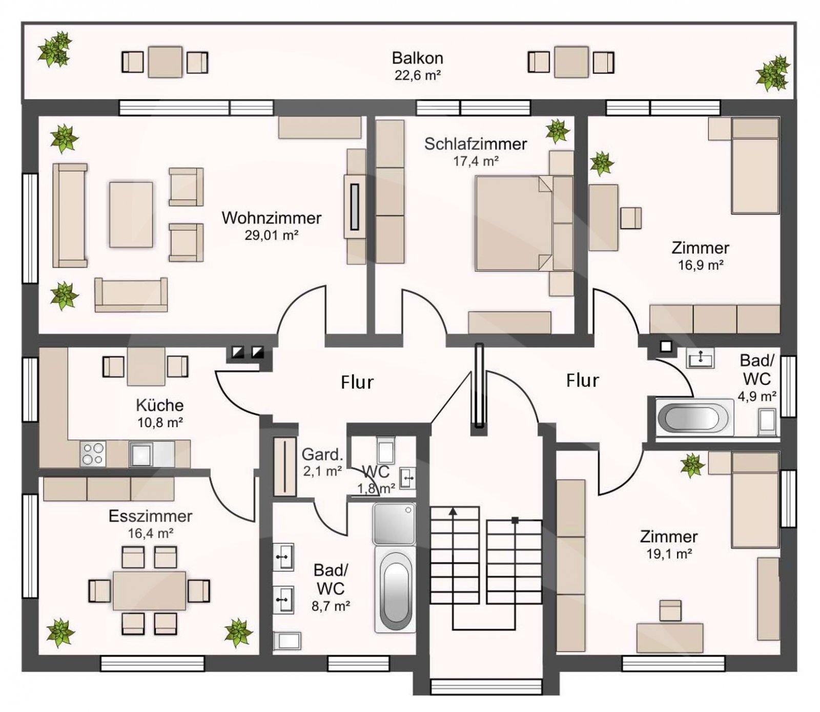 Grundrissvariante mit 2 Wohnungen