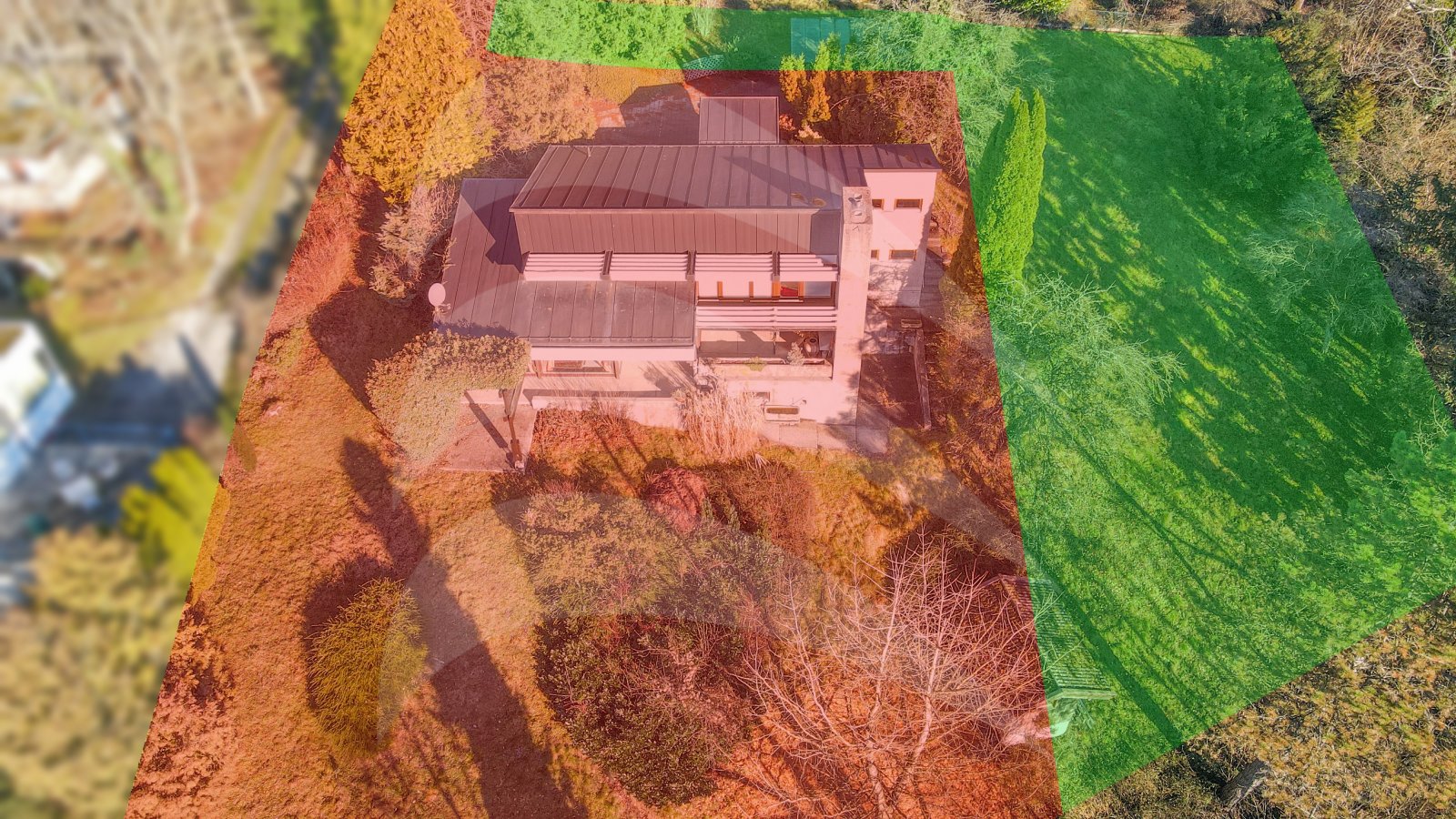 Grundstücke markiert (grün) Grundstücke markiert (grün)